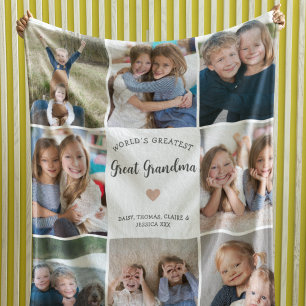 Couverture Polaire Grand grand-mère personnalisation Collage photo mo
