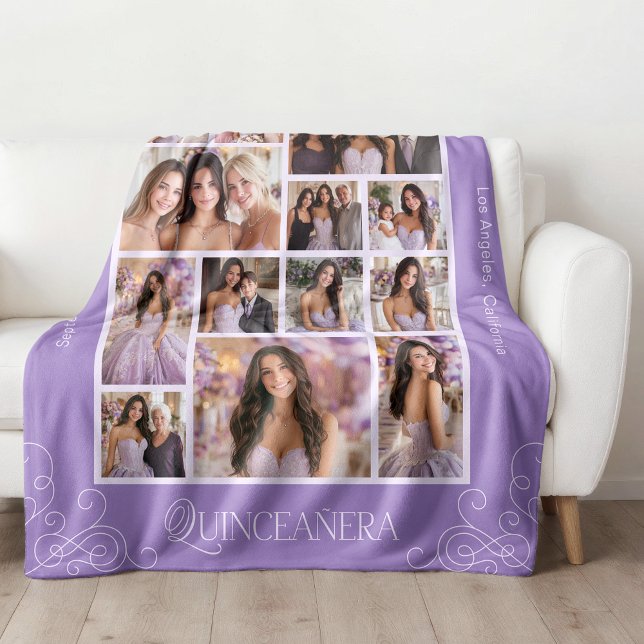 Couverture Polaire Grand Lavande 14 Photo Keepsaké Quinceañera (Créateur téléchargé)