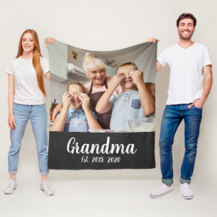 Couverture Polaire Grand-mère a établi une photo de script blanc