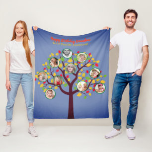 Couverture Polaire Grand-mère aime sa famille arbre photo Collage Sof