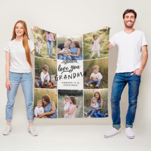 Couverture Polaire Grand-mère cadeau 8 photo petit-enfant simple typo