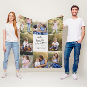 Couverture Polaire Grand-mère cadeau 8 photo petit-enfant simple typo