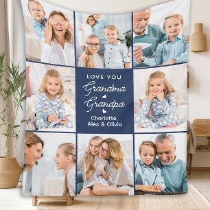 Couverture Polaire Grand-mère Grand-père Personnalisé Marine Bleu 8 P