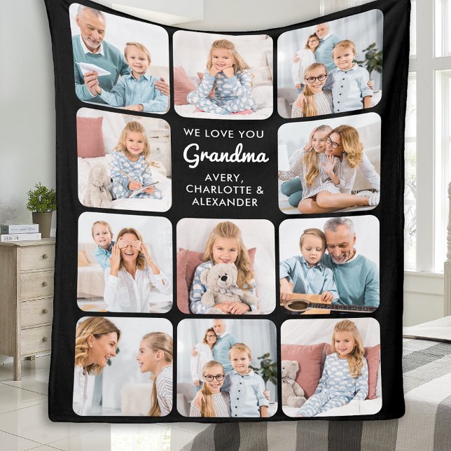 Couverture Polaire Grand-mère moderne Aimez-vous Personnalisé 11 Phot (Créateur téléchargé)