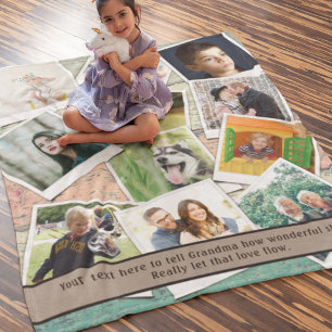 Couverture Polaire Grand-mère Vous Aime Collage Photo
