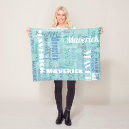 Couverture Polaire Grand nom Graffiti Motif Typographie Bleu Turquois