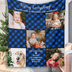 Couverture Polaire Grand-parents personnalisés Blue Plaid 5 Photo