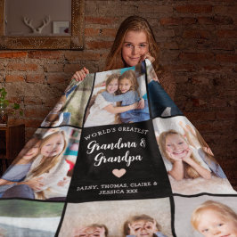 Couverture Polaire Grand-parents Photo personnalisée Collage moderne
