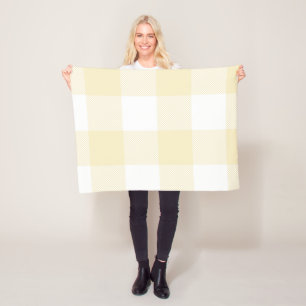 Couverture Polaire Grand Pastel Jaune et Blanc En vichy Plaid
