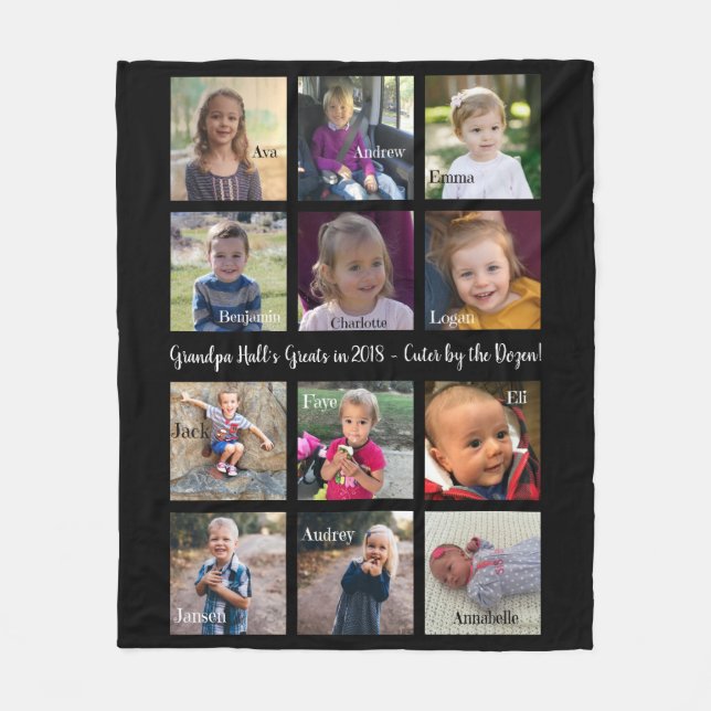 Couverture Polaire Grand-père Blanket, ajoutez des photos ! (Devant)