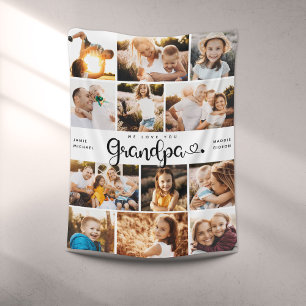 Couverture Polaire Grand-père We Love you Hearts Modern Photo Collage