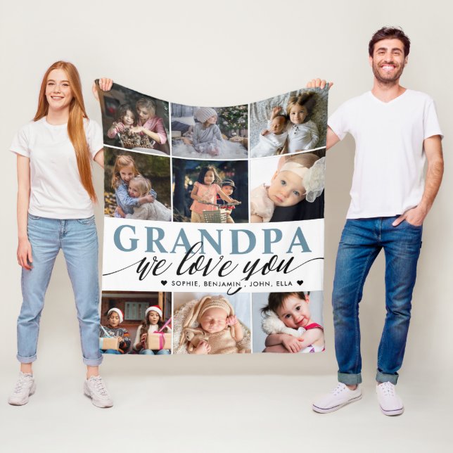 Couverture Polaire Grand-père We Love You Photo Collage (En situation)