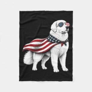 Couverture Polaire Grand Pyrenees 4 Juillet Drapeau Américain Chien