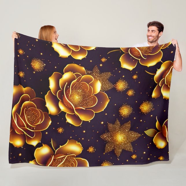 Couverture Polaire Grande Collection Gold Rose moderne de luxe (En situation)
