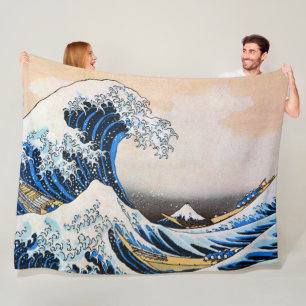 Couverture Polaire Grande vague, Hokusai, Ukiyo-e Blanche polaire