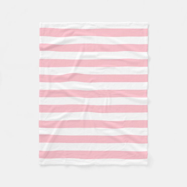 Couverture Polaire Grandes bandes horizontales roses et blanches (Devant)