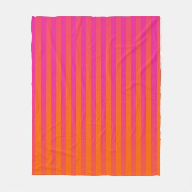 Couverture Polaire Grandes bandes roses et orange chaudes (Devant)
