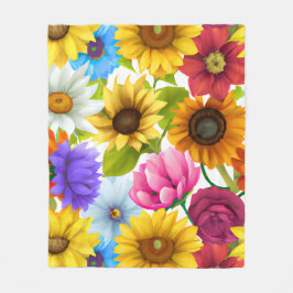 Couverture Polaire Grandes fleurs colorées botaniques