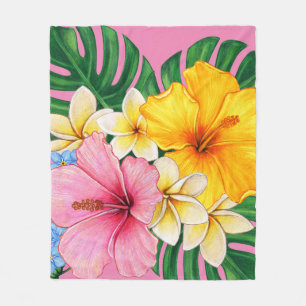 Couverture Polaire Grandes fleurs lumineuses