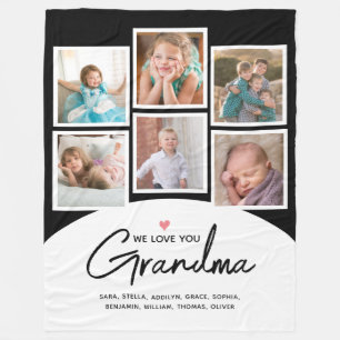 Couverture Polaire Grandma 6 Photo Collage Script noir