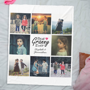 Couverture Polaire Grandma 8-Photo Collage Personnalisé Grandchildren