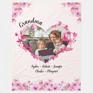 Couverture Polaire Grandma Coeur rose   Texte et photo personnalisés