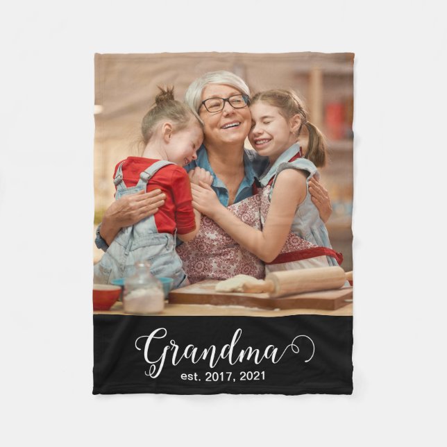Couverture Polaire Grandma Established Script Gift Photo (Devant)