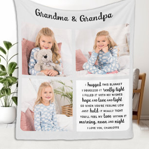 Couverture Polaire Grandma grand-père Poème moderne personnalisé 3 ph