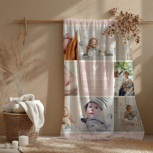 Couverture Polaire GRANDMA 'le plus aimé' Photo Collage Fleece Blan