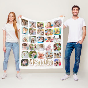 Couverture Polaire GRANDMA moderne 27 Collage photo Blanc personnalis