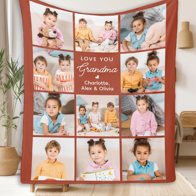 Couverture Polaire Grandma Personnalisée Terracotta 11 Photo Collage (Créateur téléchargé)