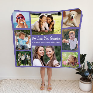 Couverture Polaire Grandma Photo Collage personnalisé violet
