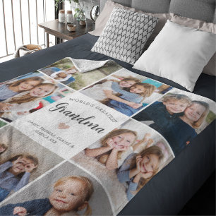 Couverture Polaire Grandma Photo personnalisée Collage de photos mode