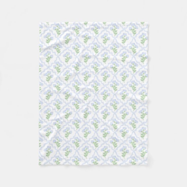 Couverture Polaire Grandmillennial Preppy Hydrangeas Trellis (Devant)