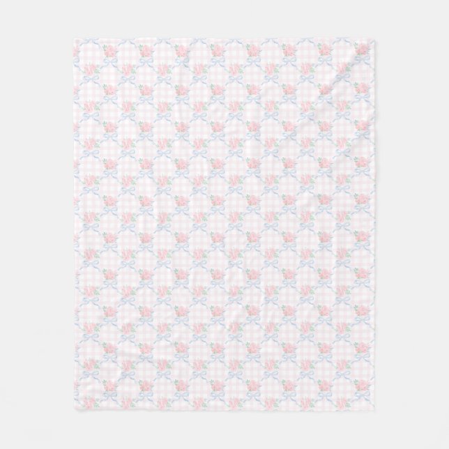 Couverture Polaire Grandmillentenaire Préppy Pink Bows Fleurs (Devant)
