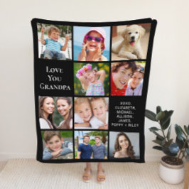 Couverture Polaire Grandpa 10 Photo Collage noir