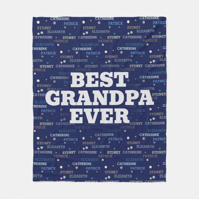 Couverture Polaire Grandpa Cadeaux Grandchildren 3-4 Noms (Devant)