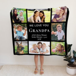 Couverture Polaire Grandpa Love You Photo Collage Noir