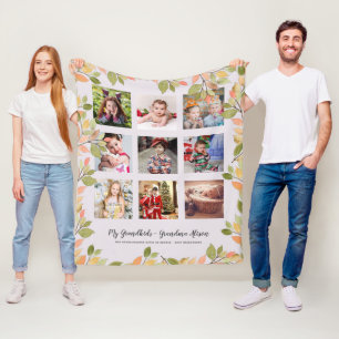 COUVERTURE POLAIRE GRANDPARENTS CADEAUX DE PHOTOS - AUTOMNE FEUILLES 
