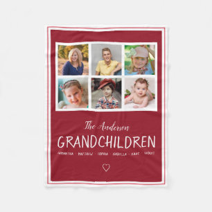 Couverture Polaire Grands-parents 6 rouge foncé personnalisés par