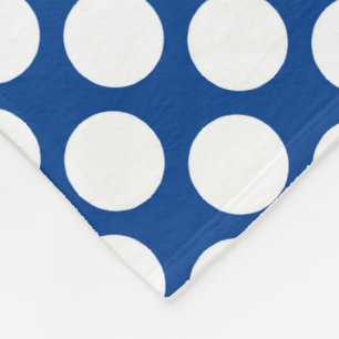 Couverture Polaire Grands points rétro - blanc et bleu cobalt