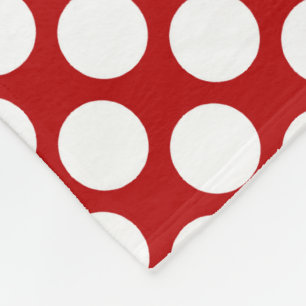Couverture Polaire Grands points rétro - blanc et rouge