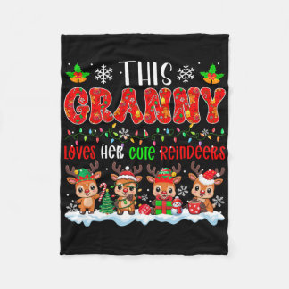 Couverture Polaire Granny aime ses mignons rennes Xmas Group Père Noë
