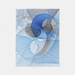 Couverture Polaire Graphique d'art fractal gris bleu Abstrait moderne