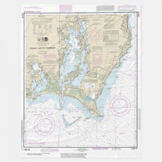 Couverture Polaire Graphique nautique du port de Point Judith 13219 (Devant)