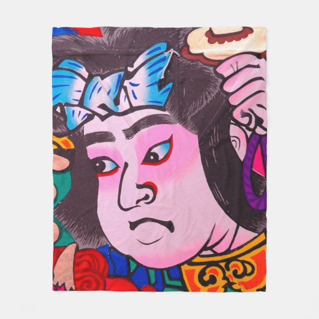Couverture Polaire Graphique sur Kiteart traditionnel japonais, cerf- (Devant)