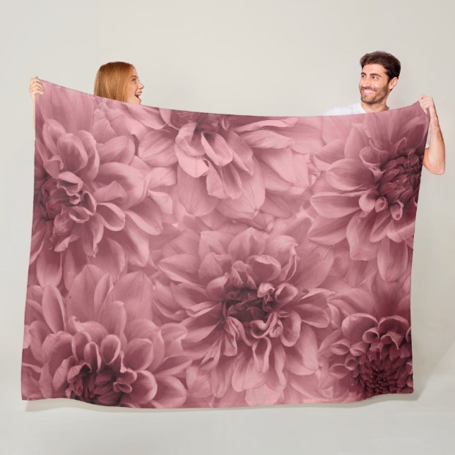 Couverture Polaire Grappe de Fleurs de Mauve Dahlia Lumière (En situation)