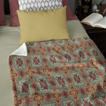 Gray Tan Brown Ochre ivoire Red Tribal Art Motif