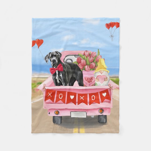 Couverture Polaire Great Dane Chien Valentine's Day Truck (Devant)