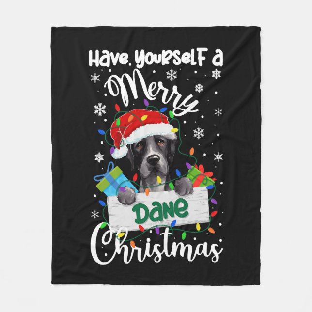 Couverture Polaire Great Dane Noël Party Great Dane Xmas cadeaux (Devant)